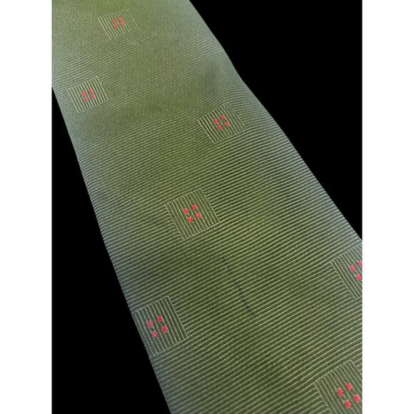 Vintage Bronzini Tie Necktie Skinny 1960s Green Preppy Disco Academia Retro - Picture 3 of 7